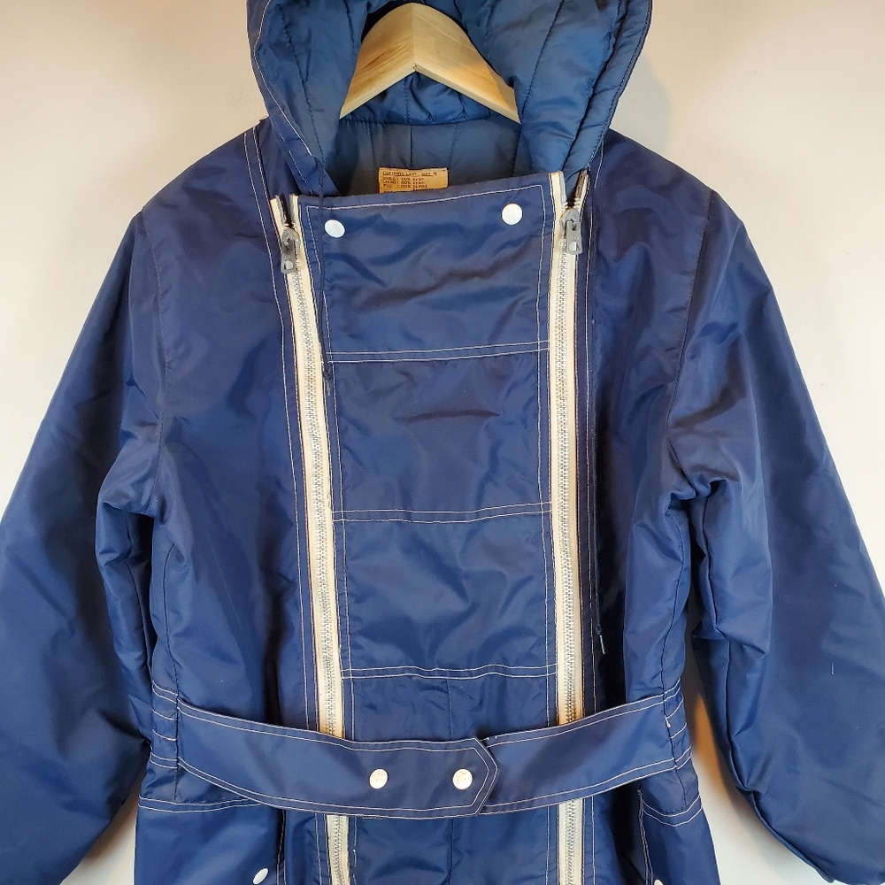 Vintage 1970s Double Zip Snowmobile Suit Size M Mens Rockabilly Astronaut Retro - Picture 2 of 15